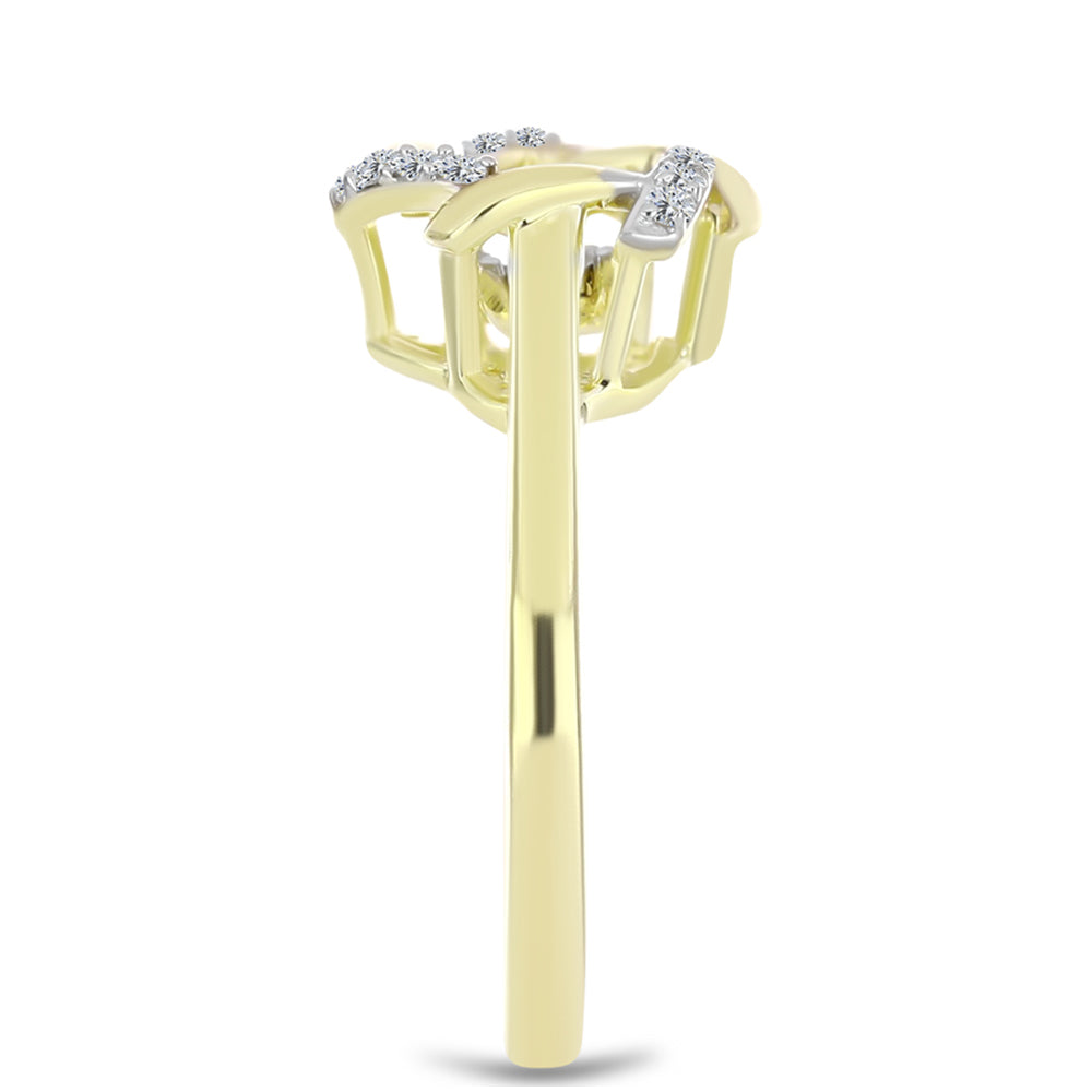 Anillo de Plata Bañada en Oro con Diamante blanco y Topacio Blanco 8 