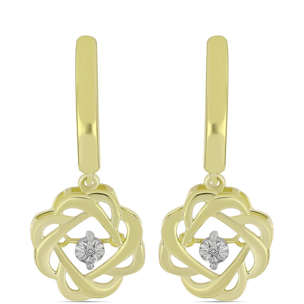 Pendientes de Plata Bañada en Oro con Diamante blanco 1 