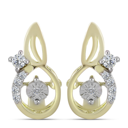 Pendientes de Plata Bañada en Oro con Diamante blanco y Topacio Blanco
