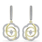 Pendientes de Plata Bañada en Oro con Diamante blanco y Topacio Blanco