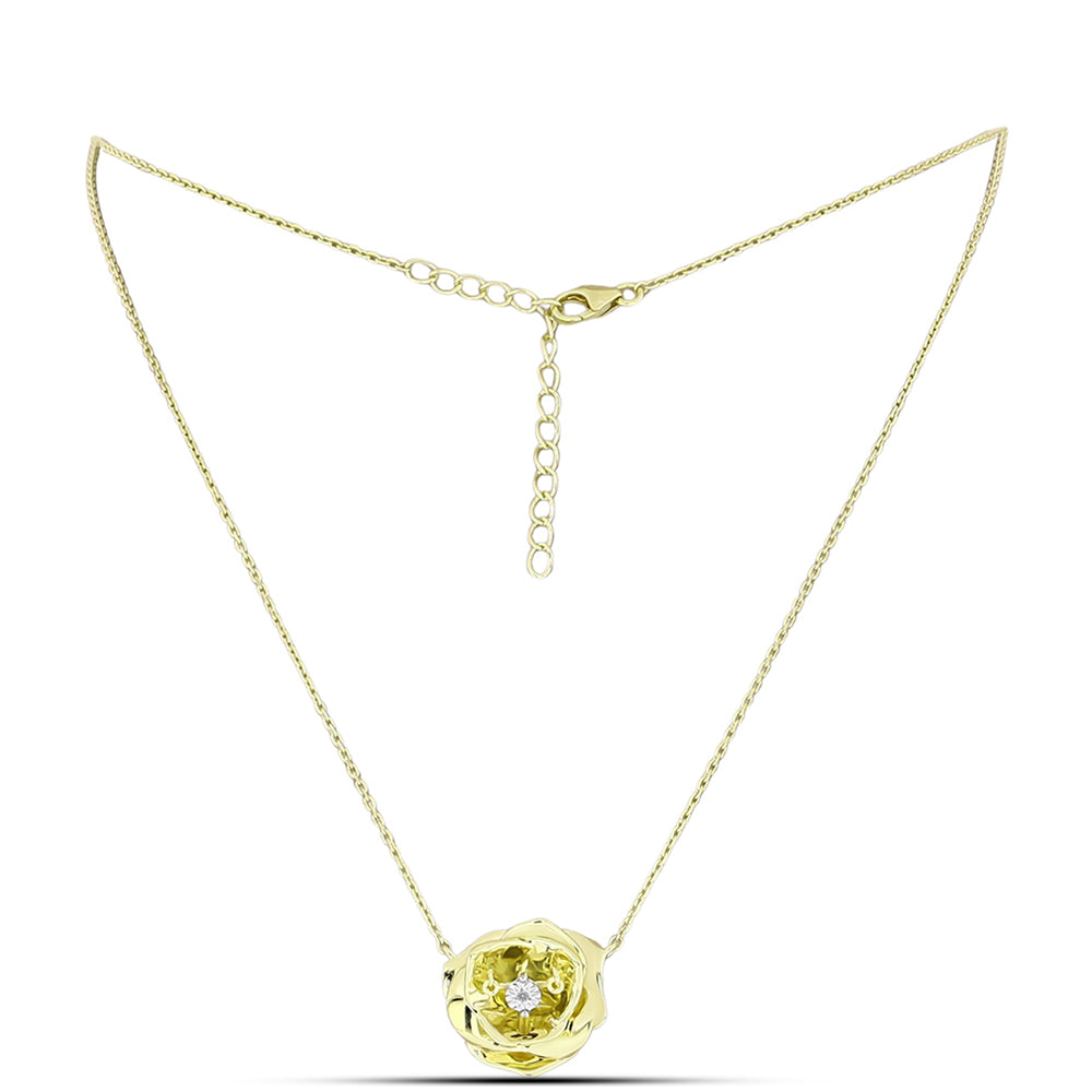 Collar de Plata Bañada en Oro con Diamante blanco 1 