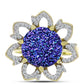 Anillo de Plata Bañada en Oro con Drusa Purpura y Topacio Blanco