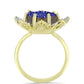 Anillo de Plata Bañada en Oro con Drusa Purpura y Topacio Blanco