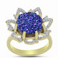 Anillo de Plata Bañada en Oro con Drusa Purpura y Topacio Blanco