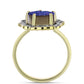 Anillo de Plata Bañada en Oro con Drusa Purpura y Topacio Blanco