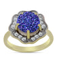 Anillo de Plata Bañada en Oro con Drusa Purpura y Topacio Blanco