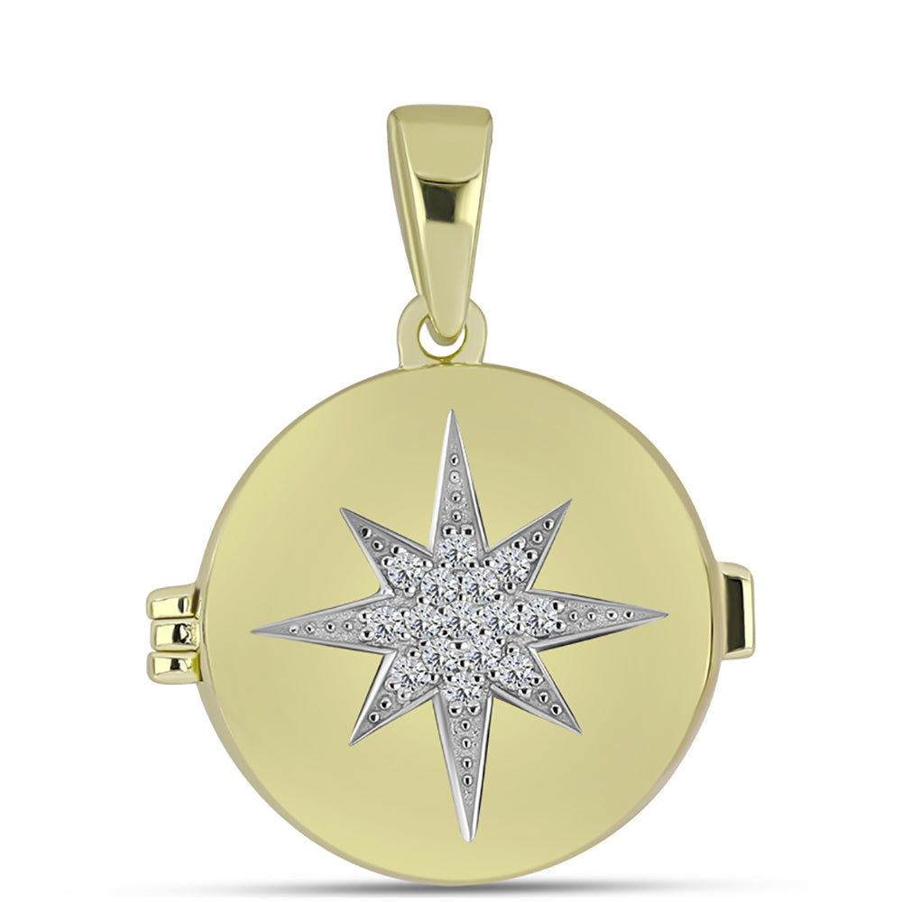 Colgante de Plata Bañada en Oro con Diamante blanco 2 
