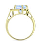 Anillo de Plata Bañada en Oro con Piedra Lunar Arco Iris y Amatista de Marruecos