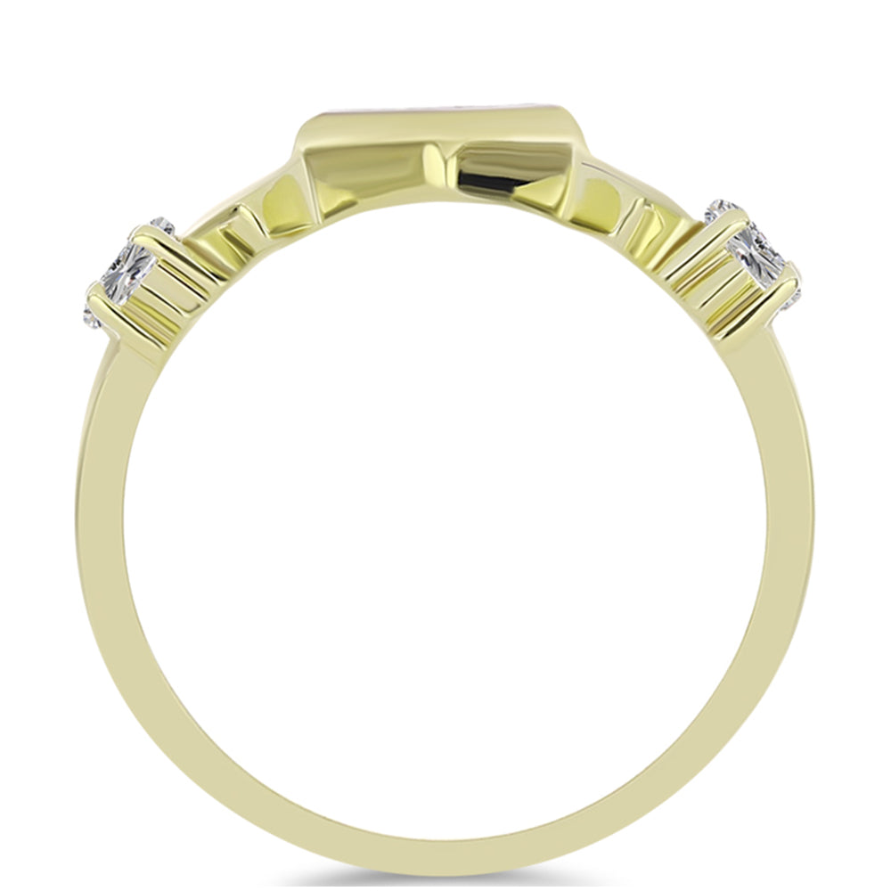Anillo de Plata Bañada en Oro con Diamante blanco y Topacio Blanco 6 