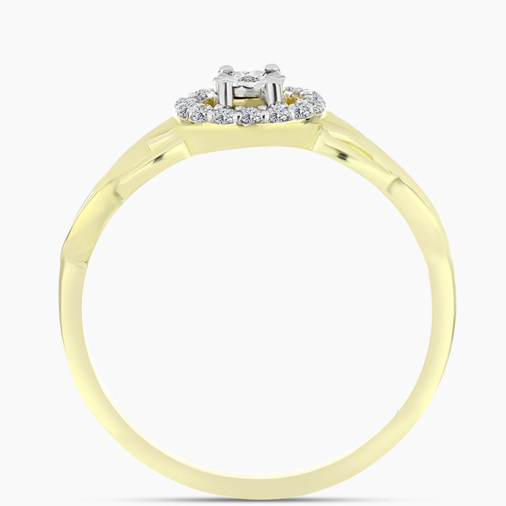 Anillo de Plata Bañada en Oro con Diamante blanco y Topacio Blanco 2 
