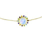 Pulsera de Plata Bañada en Oro con Piedra Lunar Arco Iris y Amatista de Marruecos