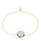 Pulsera de Plata Bañada en Oro con Piedra Lunar Arco Iris y Amatista de Marruecos
