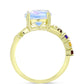 Anillo de Plata Bañada en Oro con Piedra Lunar Arco Iris y Amatista de Marruecos