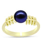 Anillo de Plata Bañada en Oro con Perla Negra de Agua dulce