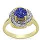 Anillo de Plata Bañada en Oro con Drusa Purpura y Topacio Blanco