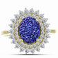 Anillo de Plata Bañada en Oro con Drusa Purpura y Topacio Blanco