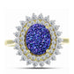 Anillo de Plata Bañada en Oro con Drusa Purpura y Topacio Blanco