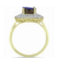 Anillo de Plata Bañada en Oro con Drusa Purpura y Topacio Blanco