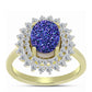 Anillo de Plata Bañada en Oro con Drusa Purpura y Topacio Blanco