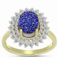 Anillo de Plata Bañada en Oro con Drusa Purpura y Topacio Blanco