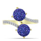 Anillo de Plata Bañada en Oro con Drusa Purpura y Topacio Blanco