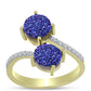 Anillo de Plata Bañada en Oro con Drusa Purpura y Topacio Blanco