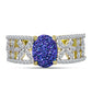 Anillo de Plata Bañada en Oro con Drusa Purpura y Topacio Blanco