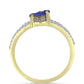 Anillo de Plata Bañada en Oro con Drusa Purpura y Topacio Blanco