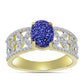 Anillo de Plata Bañada en Oro con Drusa Purpura y Topacio Blanco