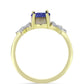 Anillo de Plata Bañada en Oro con Drusa Purpura y Topacio Blanco