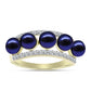 Anillo de Plata Bañada en Oro con Perla Negra de Agua dulce y Topacio Blanco