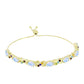 Pulsera de Plata Bañada en Oro con Piedra Lunar Arco Iris y Amatista de Marruecos