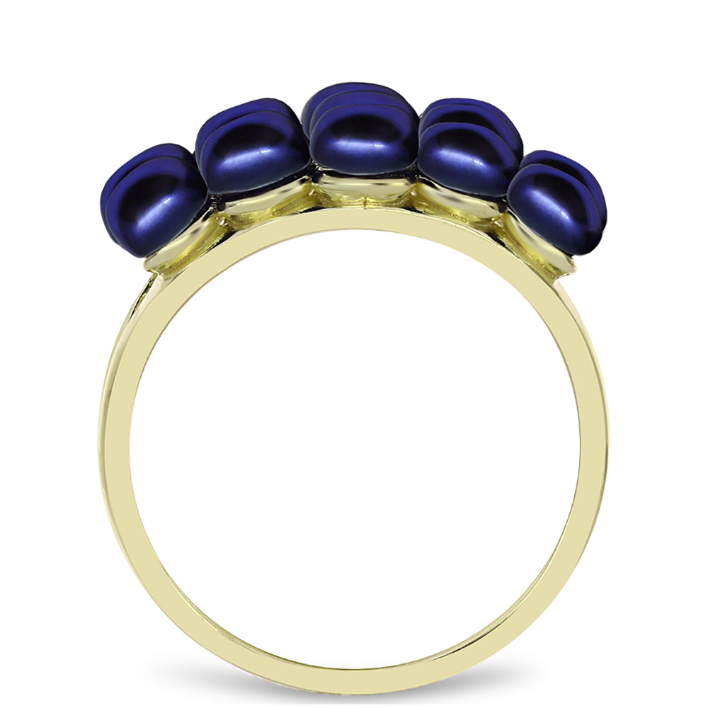 Anillo de Plata Bañada en Oro con Perla Negra de Agua dulce