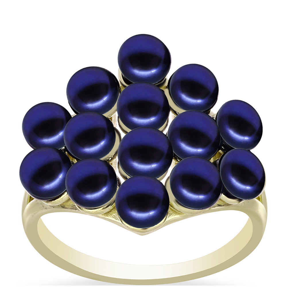 Anillo de Plata Bañada en Oro con Perla Negra de Agua dulce 3 