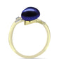 Anillo de Plata Bañada en Oro con Perla Negra de Agua dulce y Topacio Blanco