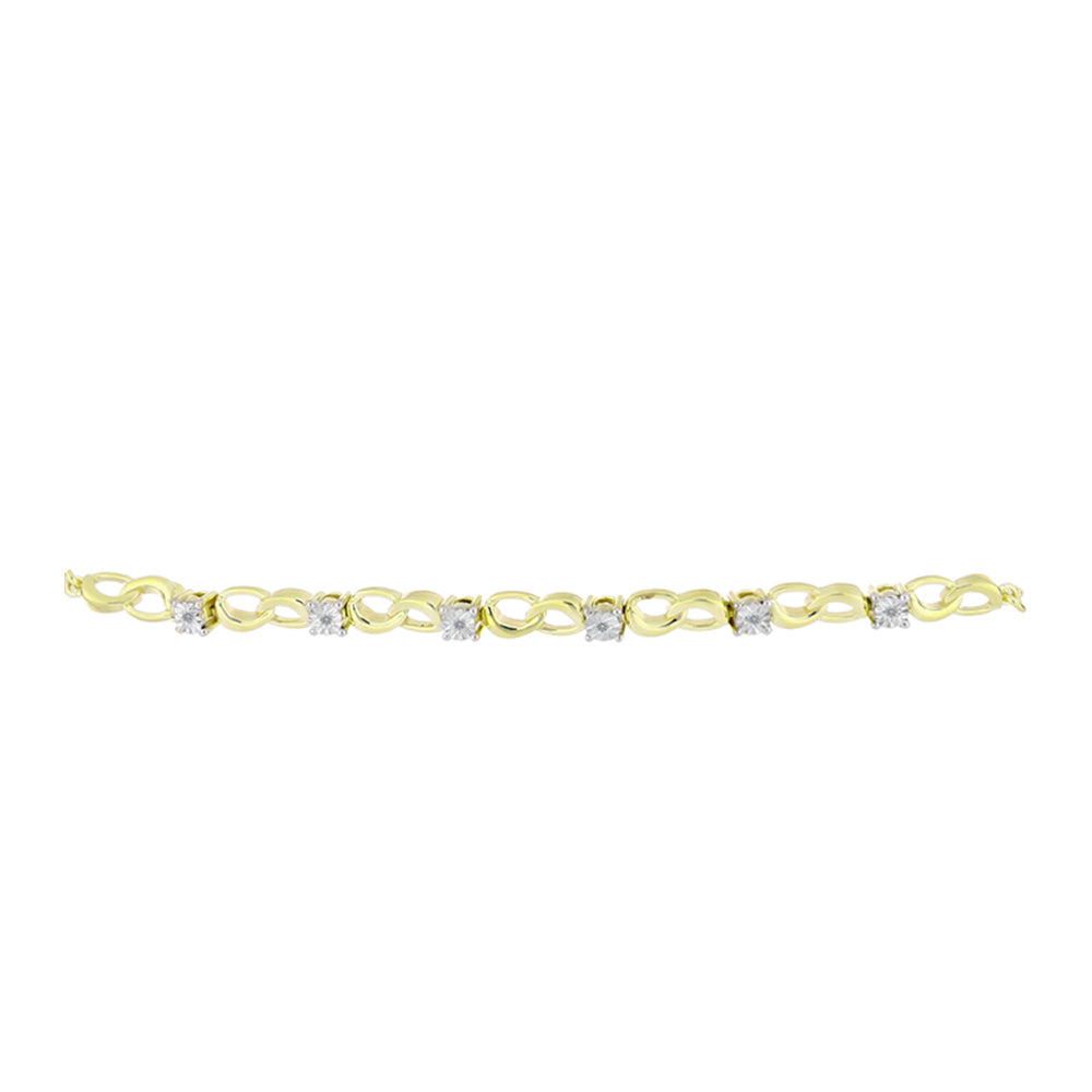 Pulsera de Plata Bañada en Oro con Diamante blanco