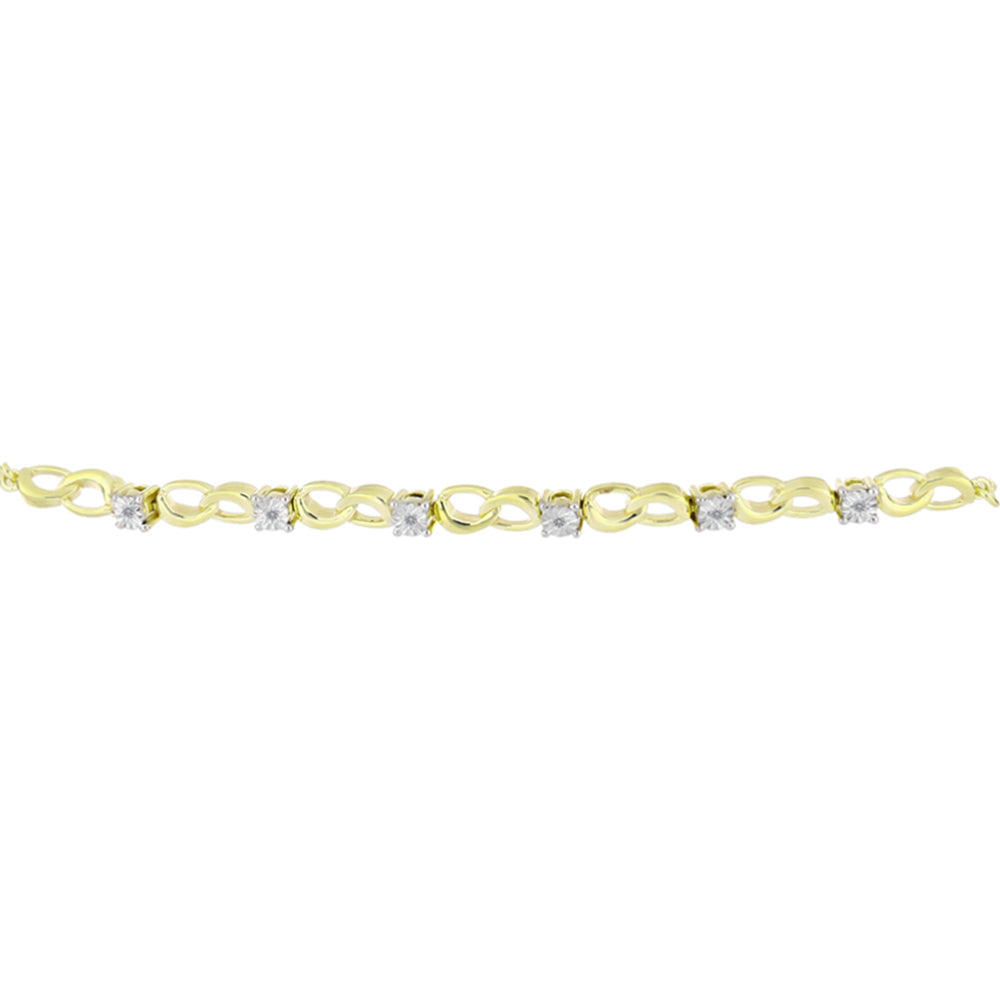 Pulsera de Plata Bañada en Oro con Diamante blanco 3 