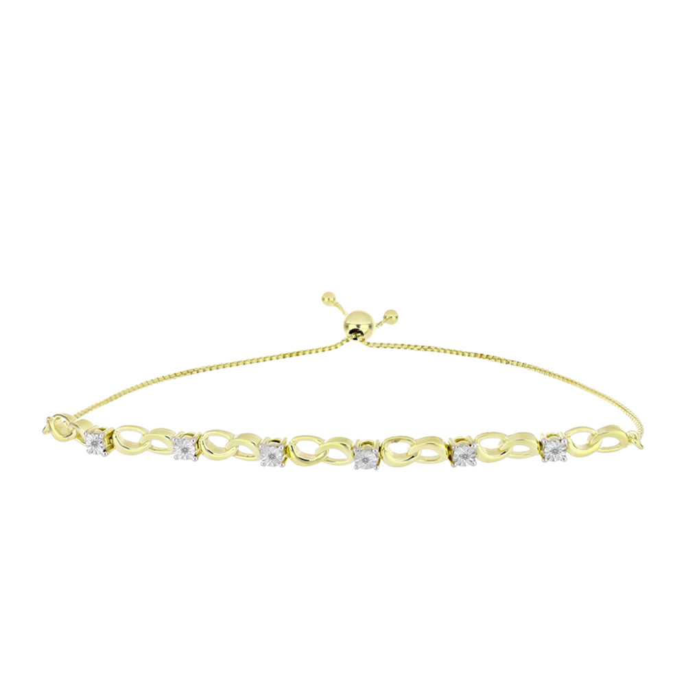 Pulsera de Plata Bañada en Oro con Diamante blanco