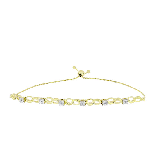 Pulsera de Plata Bañada en Oro con Diamante blanco