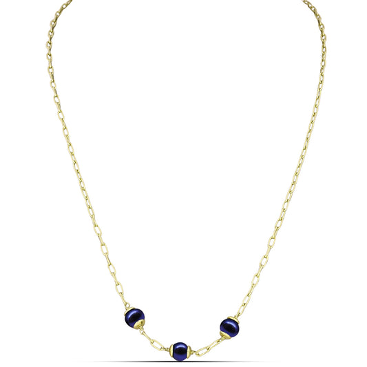 Collar de Plata Bañada en Oro con Perla Negra de Agua dulce