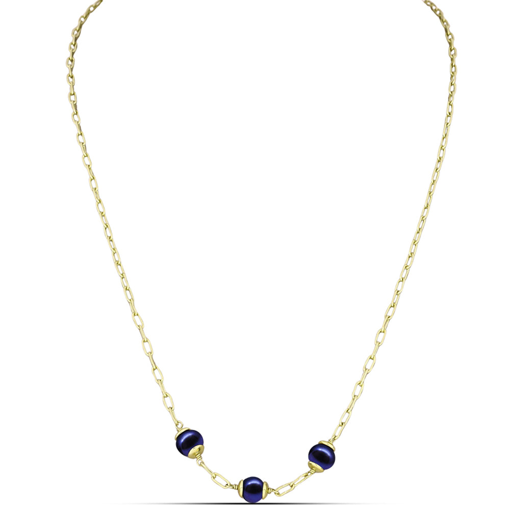 Collar de Plata Bañada en Oro con Perla Negra de Agua dulce 2 