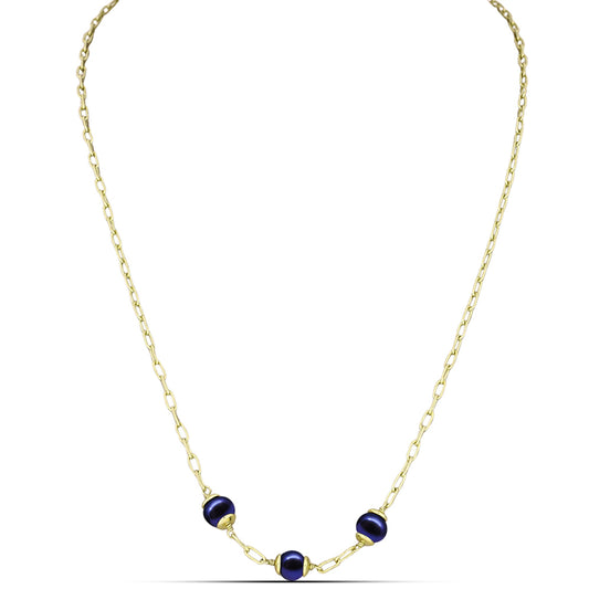 Collar de Plata Bañada en Oro con Perla Negra de Agua dulce