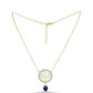 Collar de Plata Bañada en Oro con Perla Negra de Agua dulce y Topacio Blanco