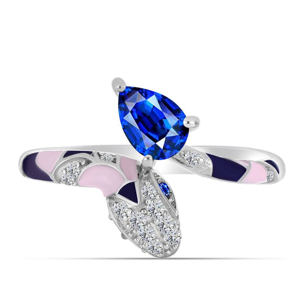 Anillo de Plata con Zafiro Azul Australiano y Topacio Blanco
