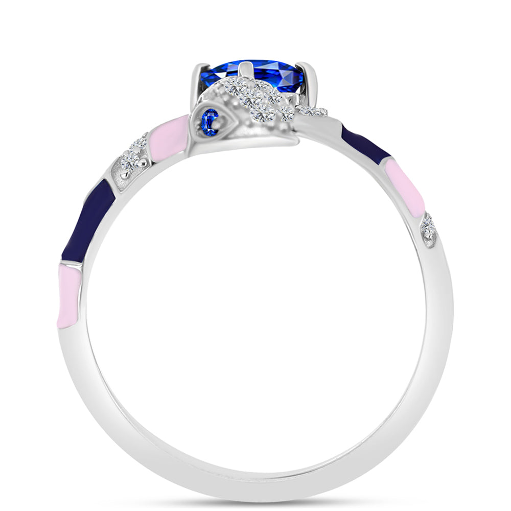 Anillo de Plata con Zafiro Azul Australiano y Topacio Blanco 2 