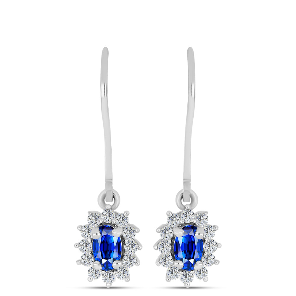 Conjunto de Plata con Zafiro Azul Australiano y Topacio Blanco ( Pendientes +Anillo +Colgante )