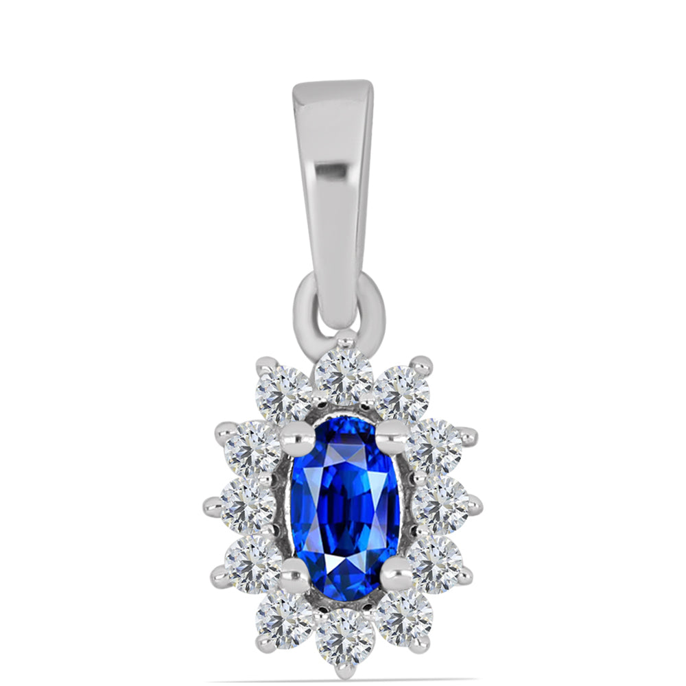 Conjunto de Plata con Zafiro Azul Australiano y Topacio Blanco ( Pendientes +Anillo +Colgante ) 15 
