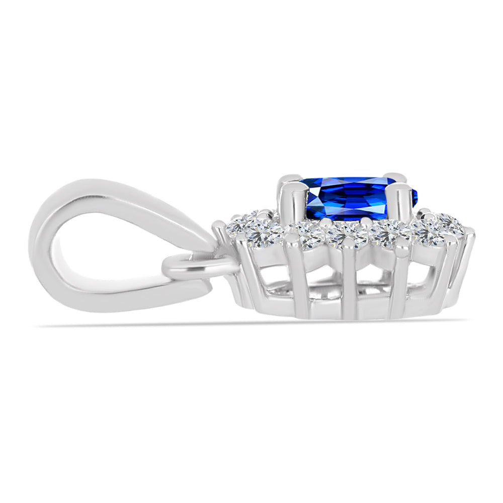 Conjunto de Plata con Zafiro Azul Australiano y Topacio Blanco ( Pendientes +Anillo +Colgante ) 9 