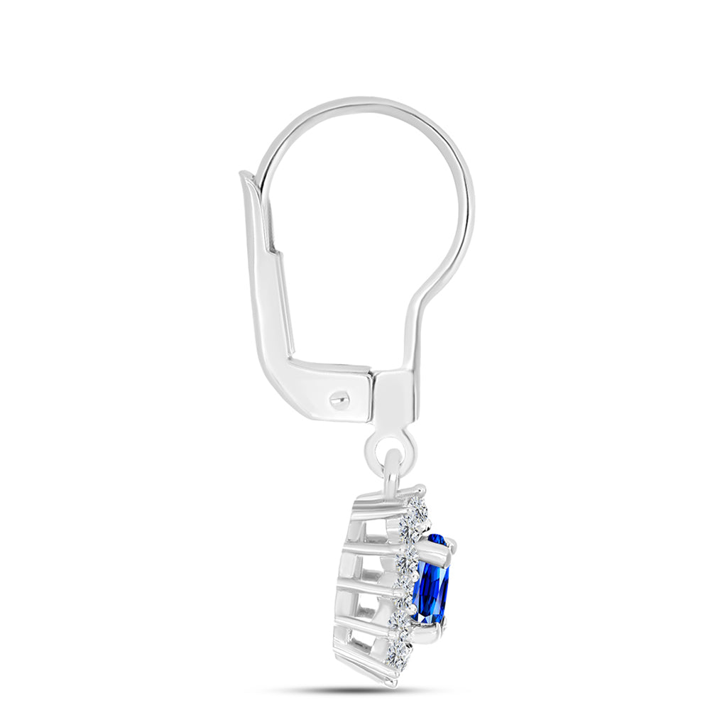 Conjunto de Plata con Zafiro Azul Australiano y Topacio Blanco ( Pendientes +Anillo +Colgante )