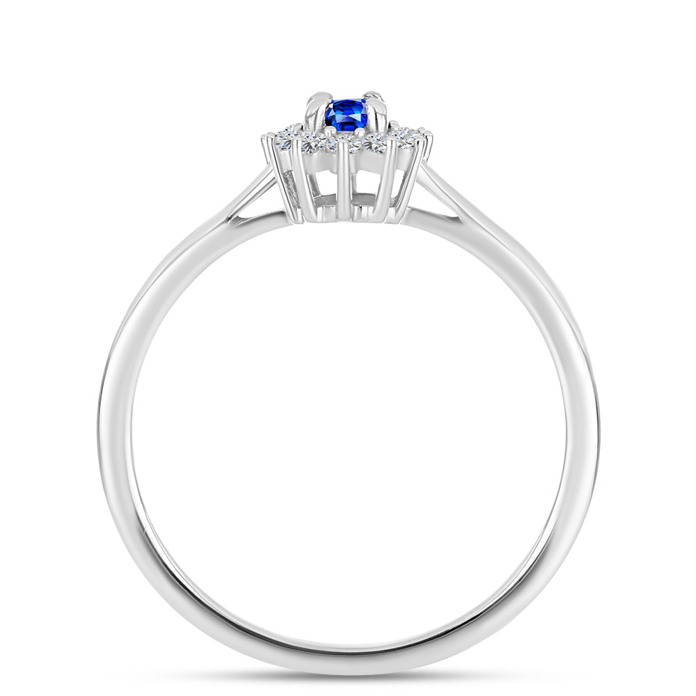 Conjunto de Plata con Zafiro Azul Australiano y Topacio Blanco ( Pendientes +Anillo +Colgante ) 11 